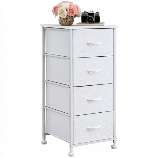 Colonna portaoggetti con cassetti dalle linee essenziali con quattro cassetti, colore bianco