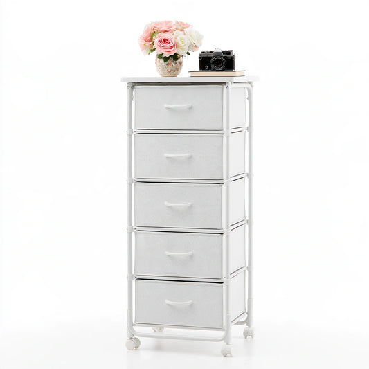 Colonna portaoggetti con cassetti dalle linee essenziali con quattro cassetti, colore bianco