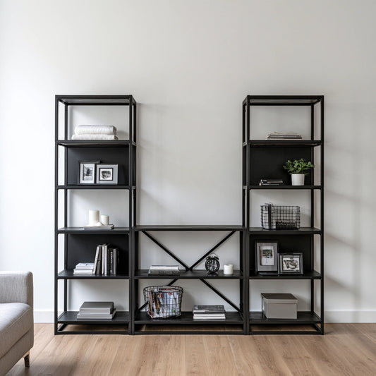 Scaffale portaoggetti in metallo, colore nero