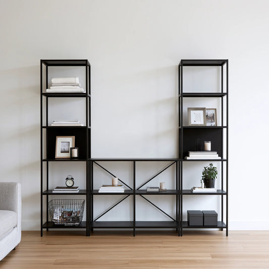 Scaffale portaoggetti in metallo, colore nero