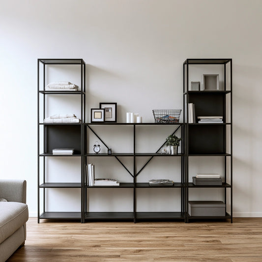 Scaffale portaoggetti in metallo, colore nero
