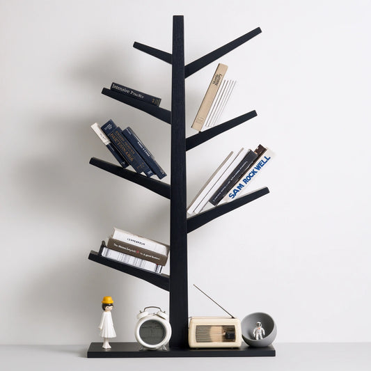Libreria ad albero in legno, colore nero