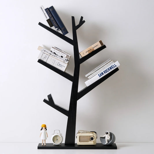 Libreria ad albero in legno, colore nero