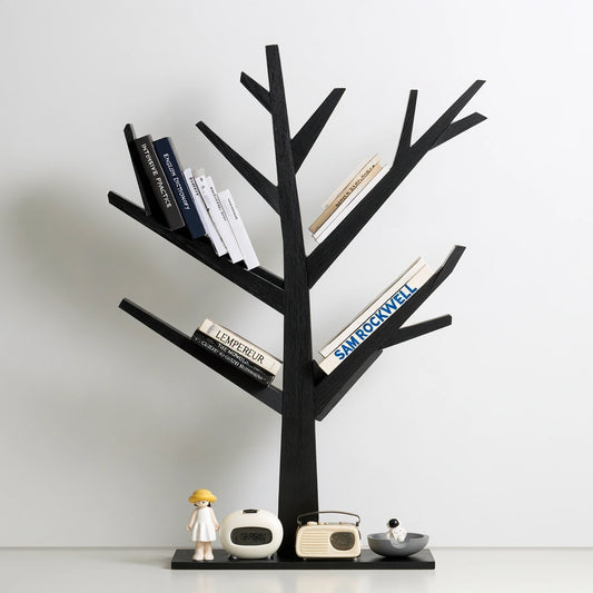 Libreria ad albero in legno, colore nero